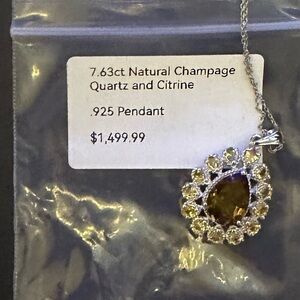 Stunning Sterling Silver Necklace with Champagne Quartz and Citrine